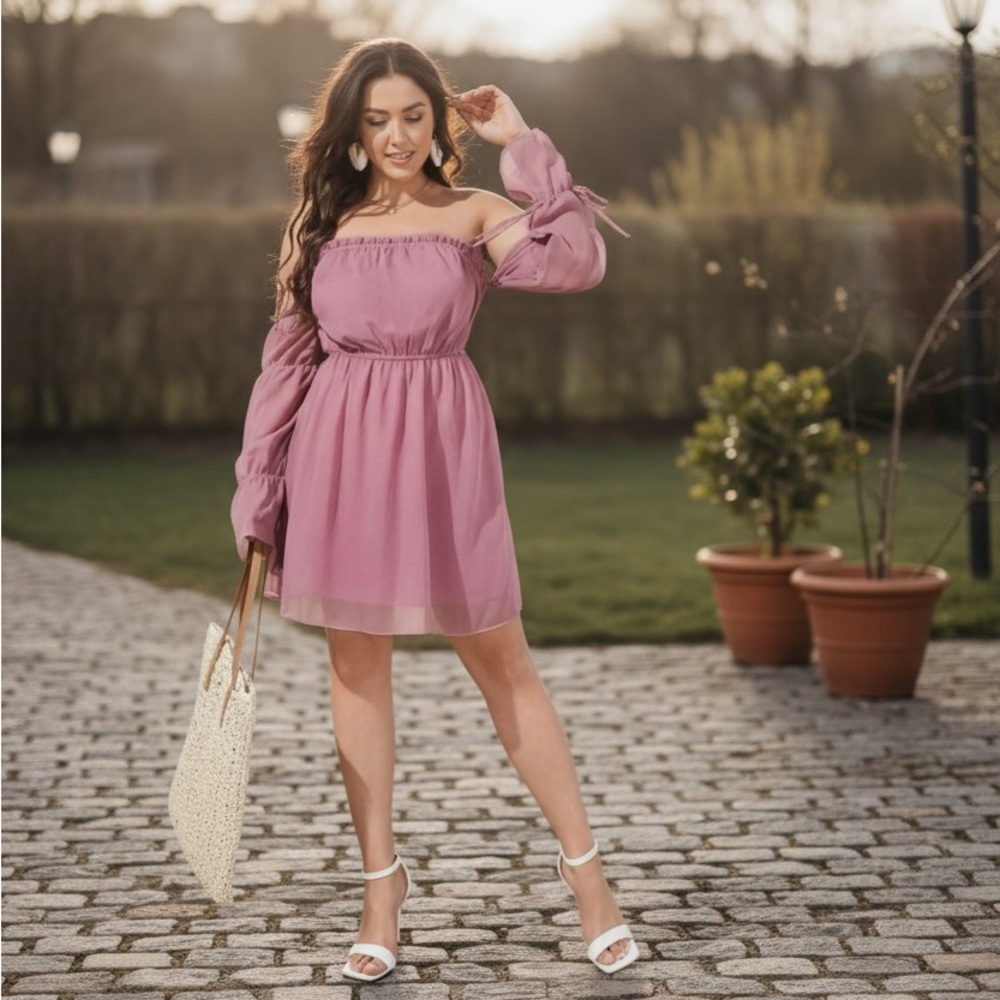 NEW•1X•Lorena Romance In The Air Lilac Boho Chic Dress